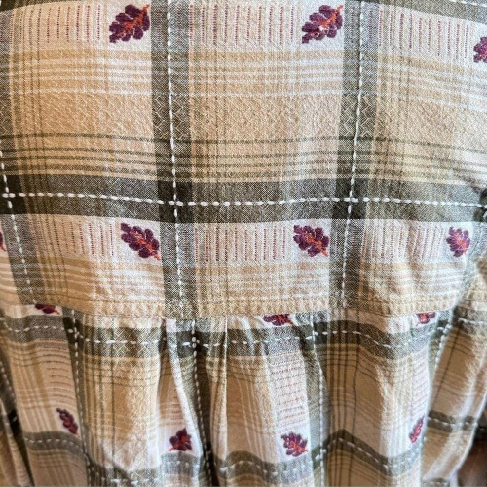 Vintage Plaid Button-Up Shirt 1X Cozy Fall Style Leaf Accents Thanksgiving - Picture 4 of 7